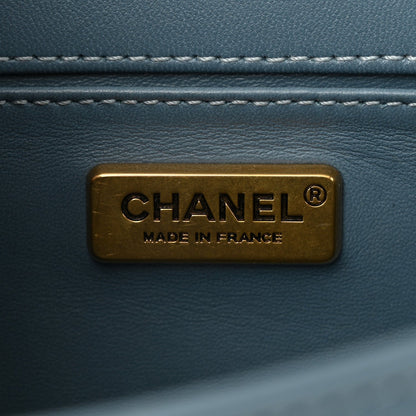 Chanel Lambskin Tile Embroidered Small Brasserie Mosaic Boy Flap Blue Multicolor