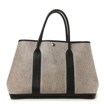 Hermes Buffle Skipper Toile Garden Party 36 MM Tote Black