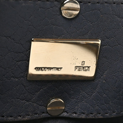 Fendi Crinkled Lambskin Mia Tote Blue