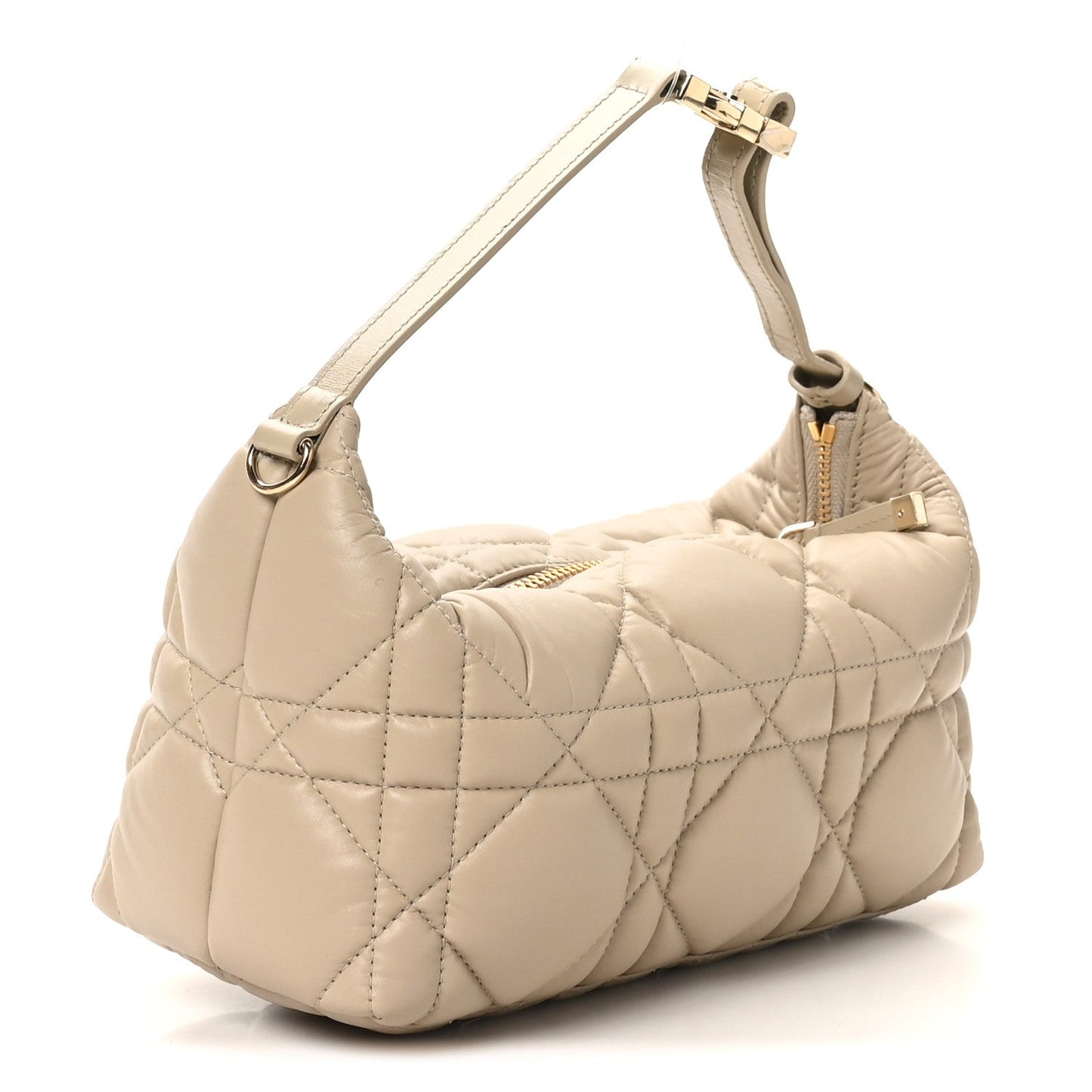 Christian Dior Calfskin Macrocannage Medium Diortravel Nomad Pouch Sand