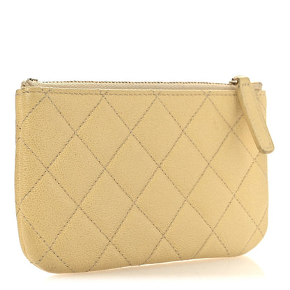 Chanel Caviar Quilted Studded CC Small Pouch Yellow