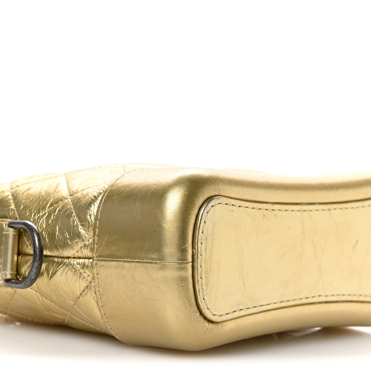 Chanel Metallic Aged Calfskin Quilted Small Gabrielle Hobo Gold