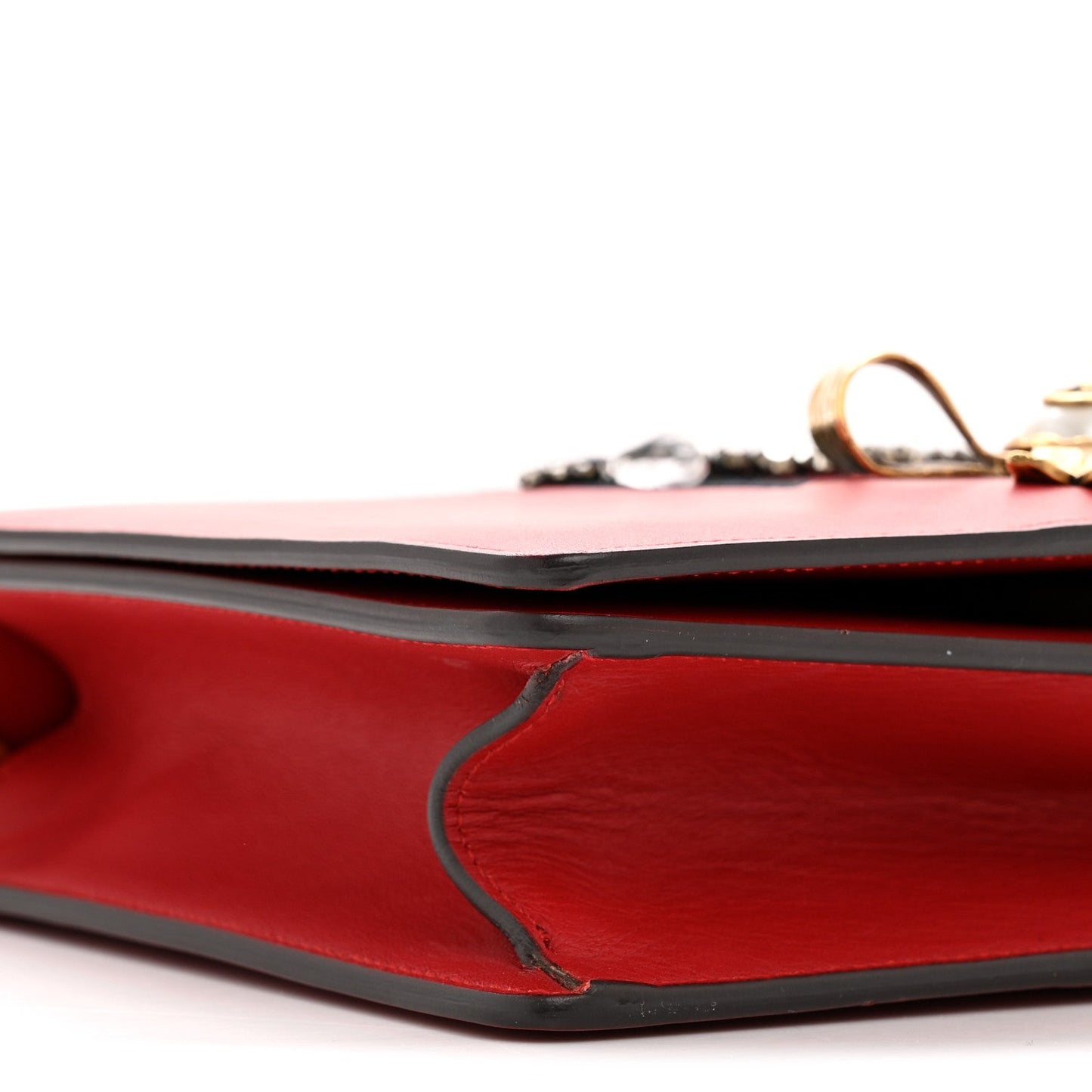 Gucci Calfskin Web Medium Peony Chain Shoulder Bag Red