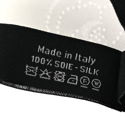 Chanel Silk CC Slim Camellia Bandeau Scarf Ecru Black