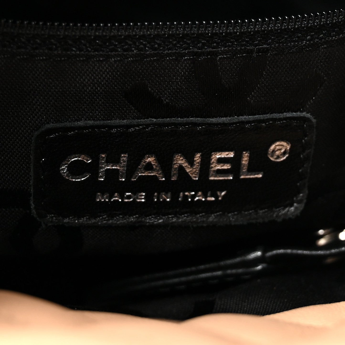 Chanel Calfskin Quilted Medium Cambon Tote Beige Black