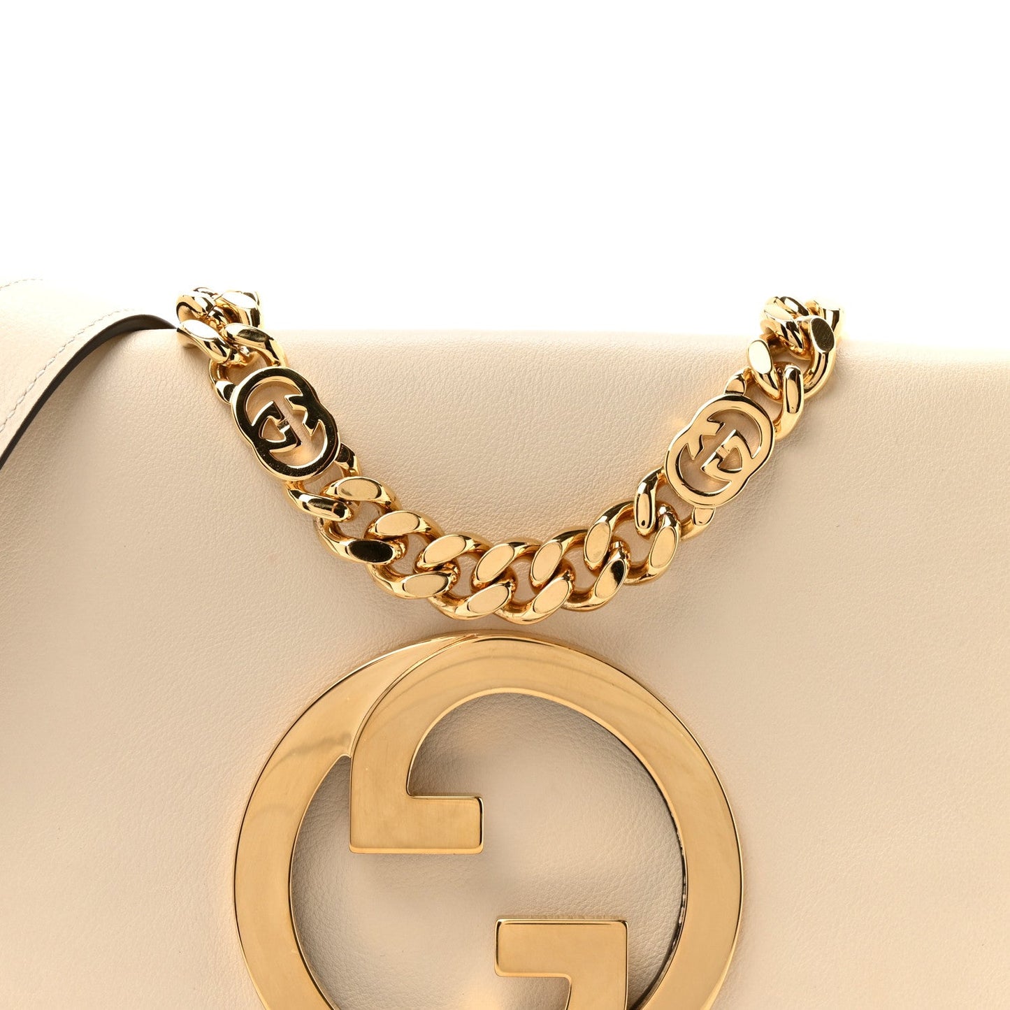 Gucci Roxy Calfskin Blondie Chain Shoulder Flap Bag Mystic White
