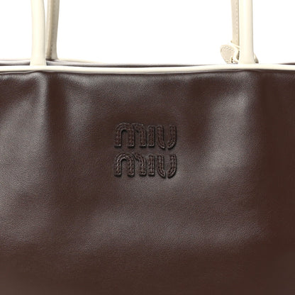 Miu Miu Soft Calf Softy Large Contrast Beau Top Handle Bag Radica White