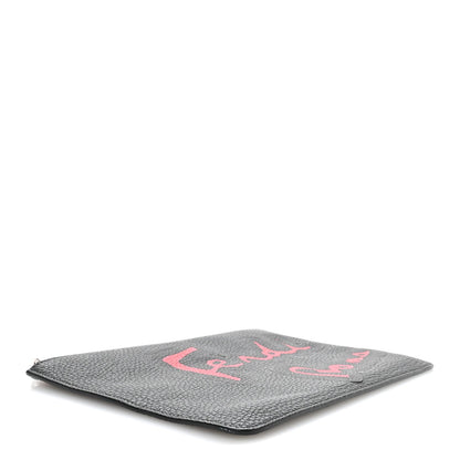 Fendi Cuoio Romano Logo Pouch Black