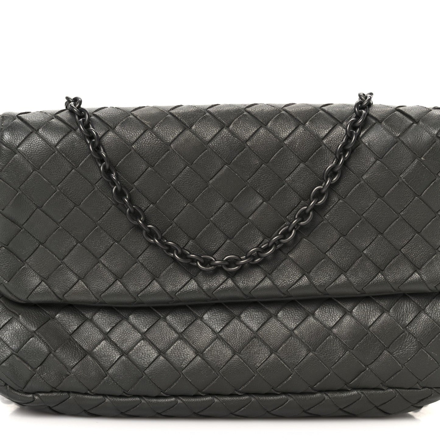 Bottega Veneta Nappa Intrecciato Small Chain Crossbody Light Grey