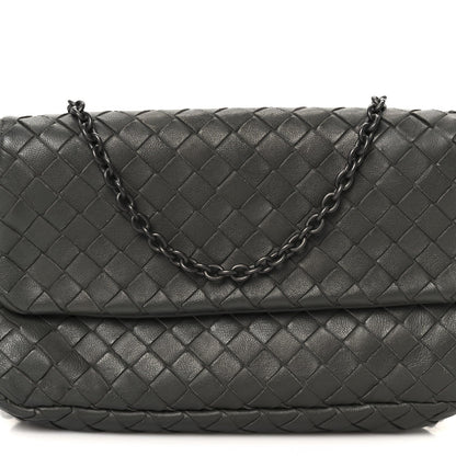 Bottega Veneta Nappa Intrecciato Small Chain Crossbody Light Grey