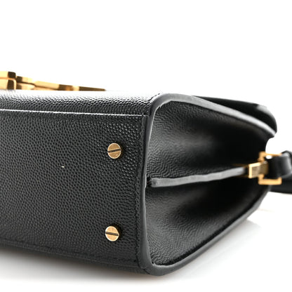 Saint Laurent Grain De Poudre Mini Classic Monogram Cassandra Top Handle Black