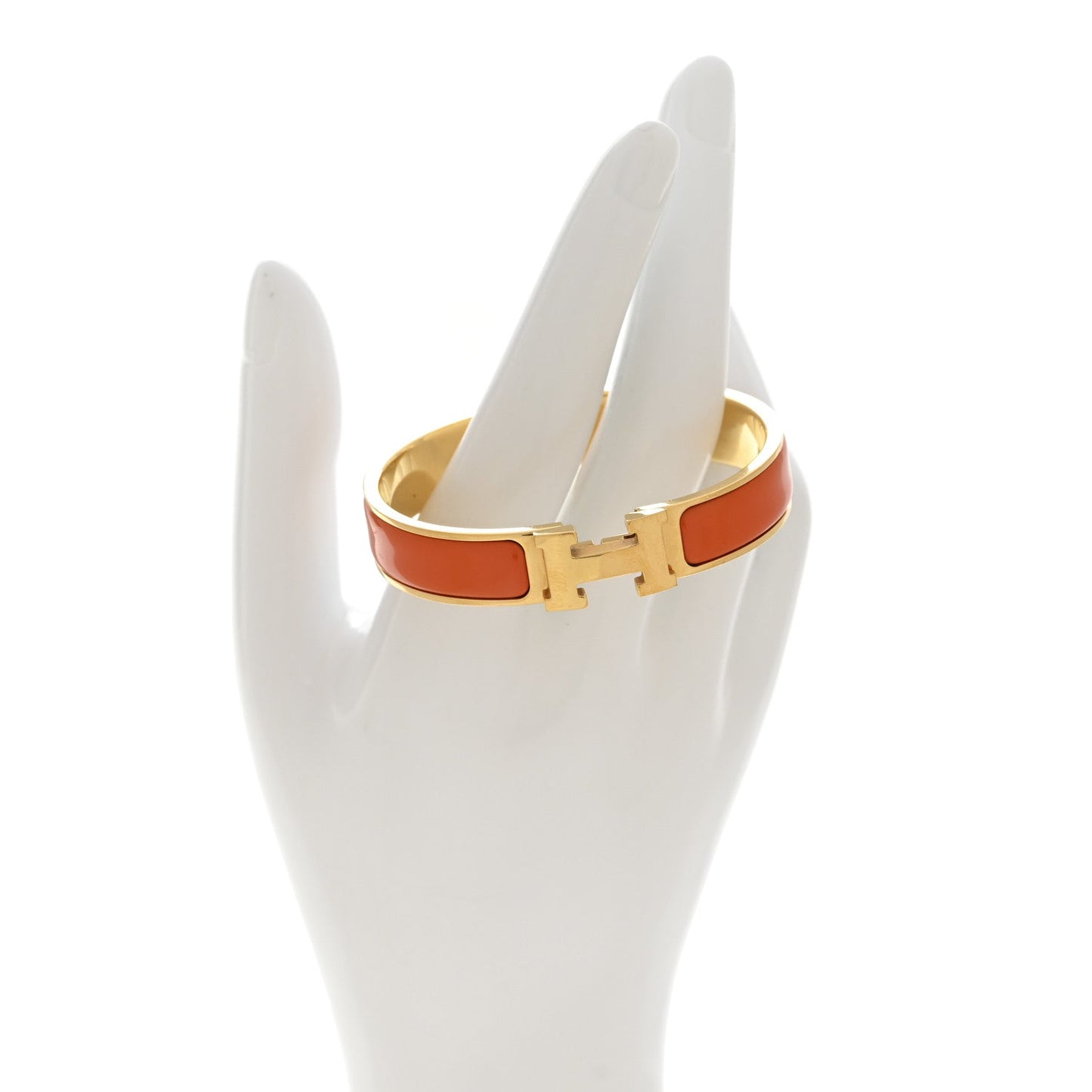 Hermes Enamel Narrow Clic Clac H Bracelet PM Orange