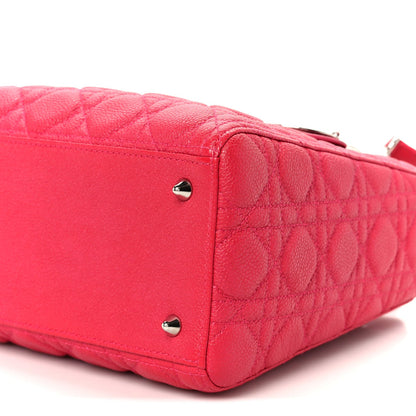 Christian Dior Grained Calfskin Cannage Medium Lady Dior Pink