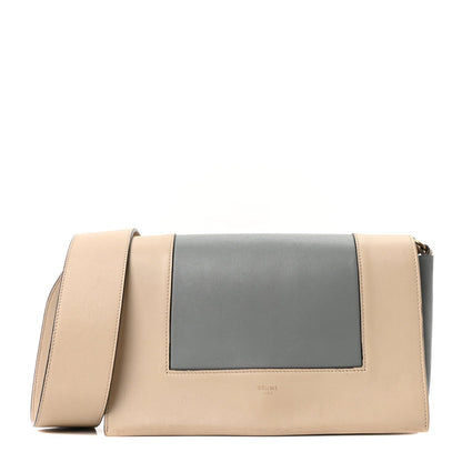 Celine Shiny Smooth Calfskin Medium Frame Shoulder Bag Grege Storm