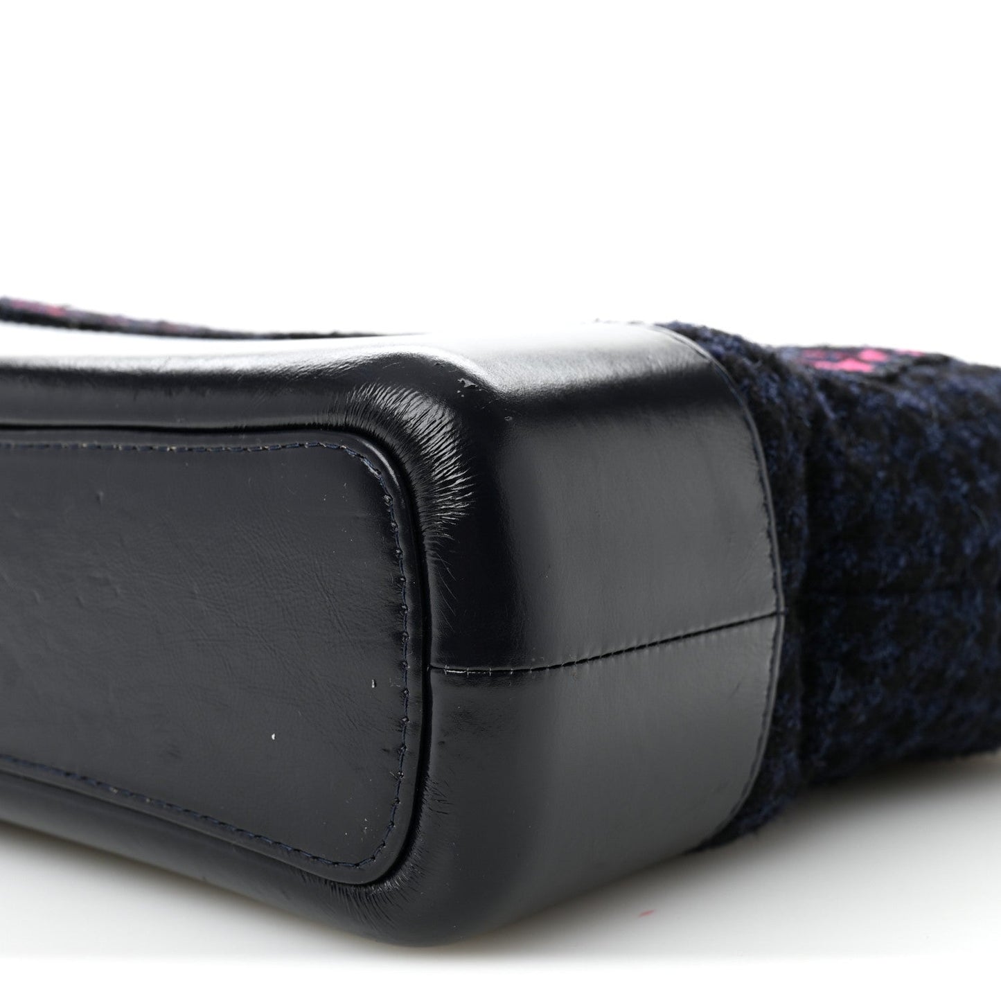 Chanel Tweed Calfskin Quilted Medium Gabrielle Hobo Black Blue