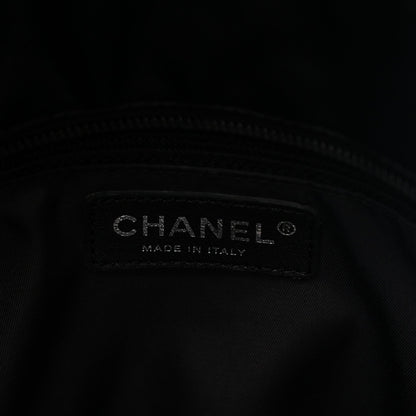 Chanel Coated Canvas Stitched XL Paris Biarritz Tote Black