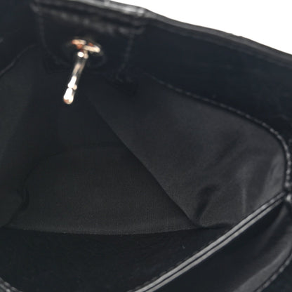 Chanel Crumpled Calfskin Quilted Chain Drawstring Bucket Bag Black