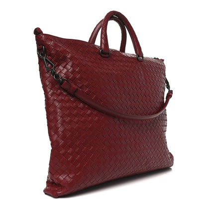 Bottega Veneta Nappa Intrecciato Medium Convertible Tote Burgundy