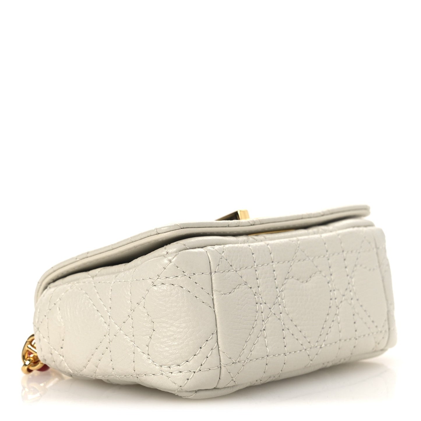 Christian Dior Calfskin Heart Cannage Dioramour Micro Bag Latte