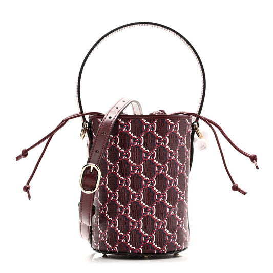 Gucci GG Shadow Monogram Mini Bucket Bag Rosso Ancora Red