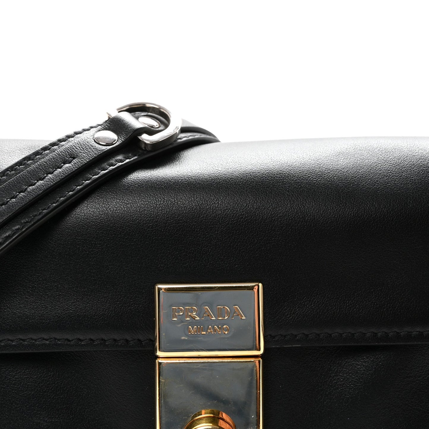 Prada Calfskin Soft Sound Charms Shoulder Bag Black