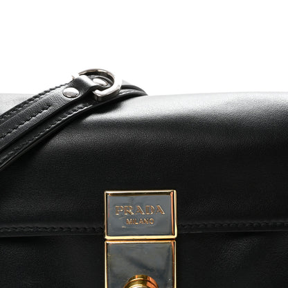 Prada Calfskin Soft Sound Charms Shoulder Bag Black