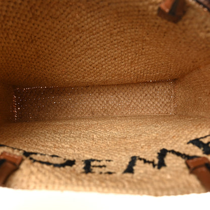 Loewe Raffia Calfskin Standard A4 Tote Bag Natural Black