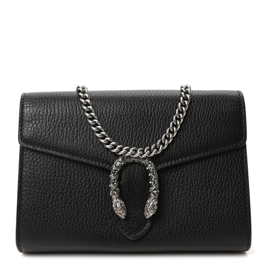 Gucci Calfskin Mini Dionysus Chain Wallet Black