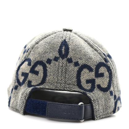 Gucci Wool Monogram Jumbo GG Antonio Baseball Hat M Grey