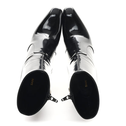 Saint Laurent Patent Marilyn Ankle Zip Boot 38 Black Gold