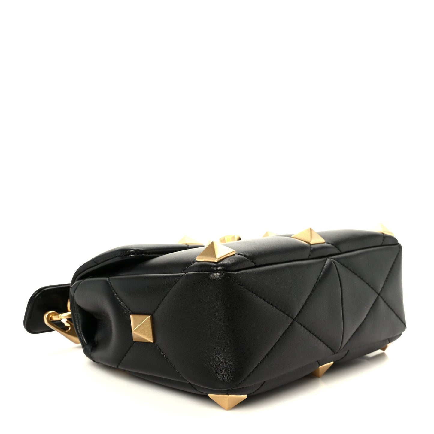 Valentino Garavani Nappa Medium Roman Stud Shoulder Bag Black