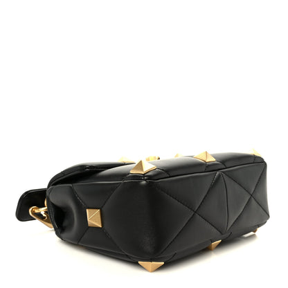 Valentino Garavani Nappa Medium Roman Stud Shoulder Bag Black