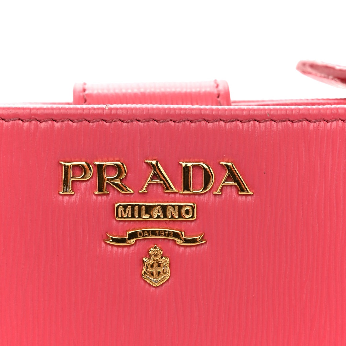 Prada Vitello Move Metal Compact Wallet Peonia