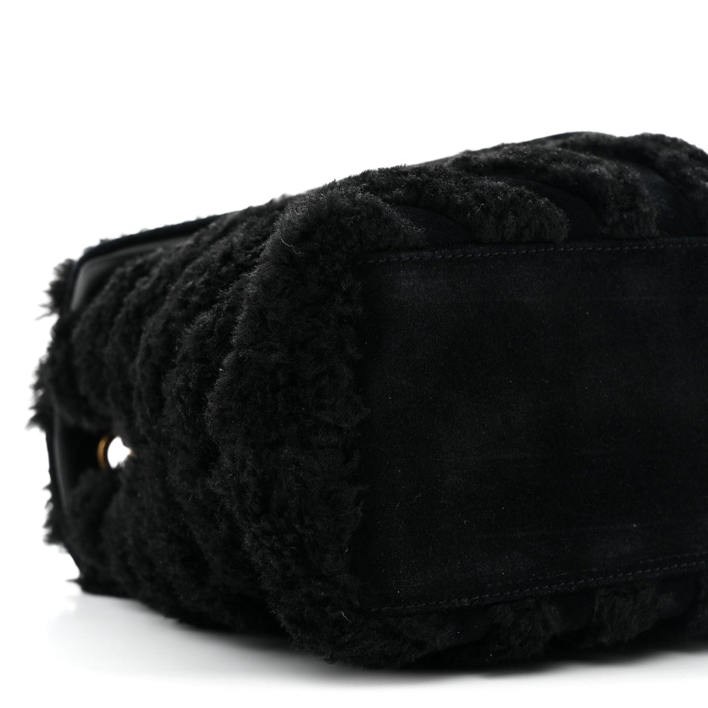 Saint Laurent Shearling Y Quilted Monogram Medium Loulou Chain Satchel Black