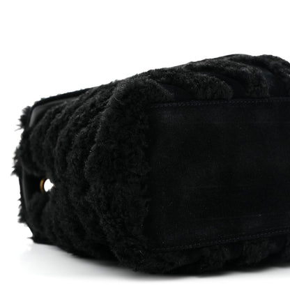 Saint Laurent Shearling Y Quilted Monogram Medium Loulou Chain Satchel Black