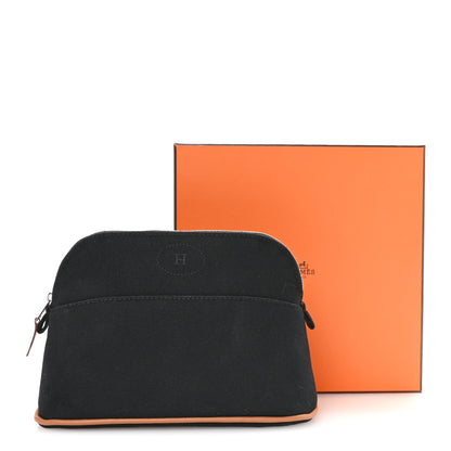 Hermes Cotton Canvas Mini Bolide Travel Cosmetic Pouch Black