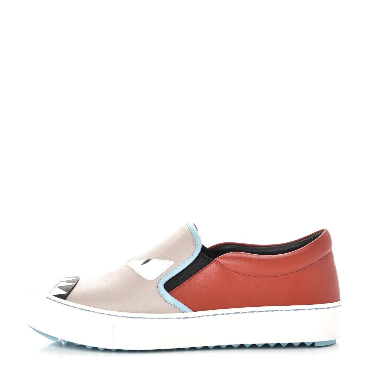 Fendi Vitello Elite Calfskin Monster Bug Slip On Sneakers 39 Multi