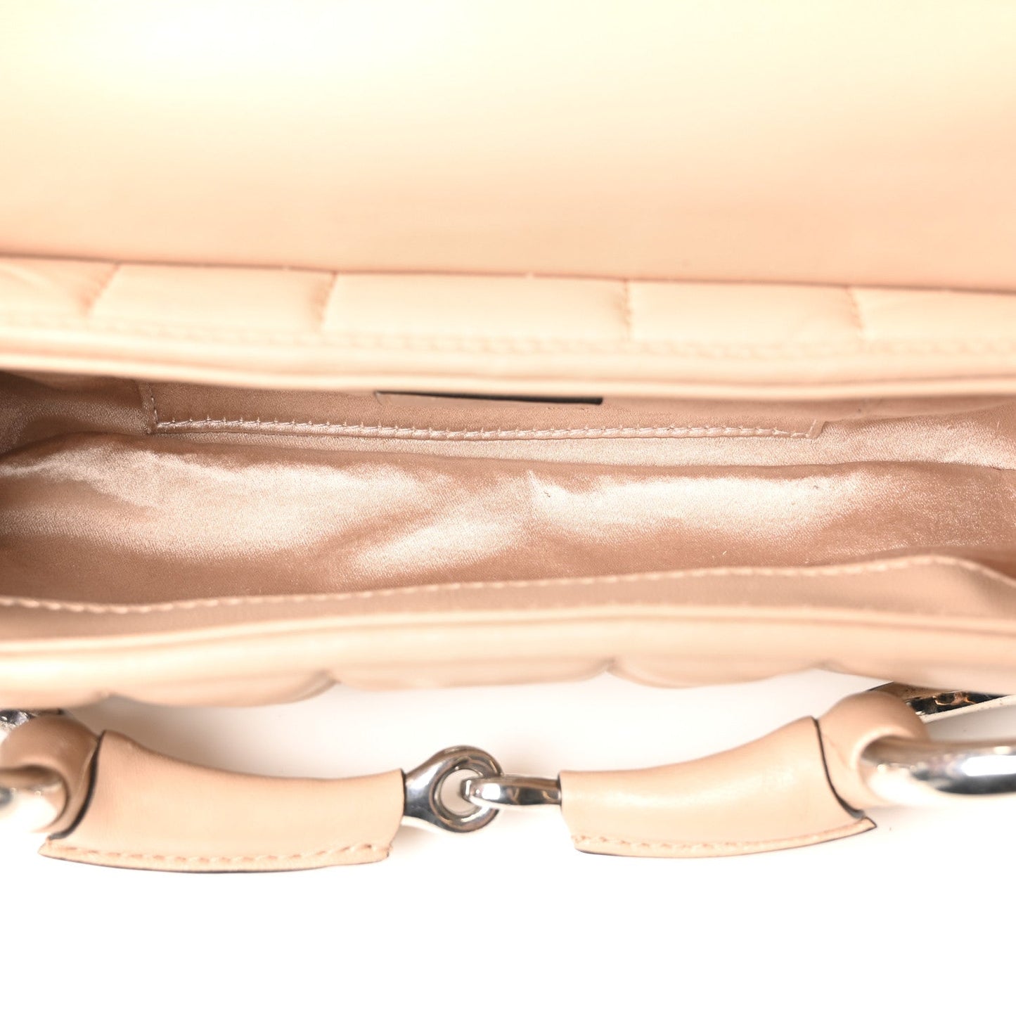 Gucci Nappa Vertical Matelasse Small Maxi Horsebit Chain Shoulder Bag  Rose Beige