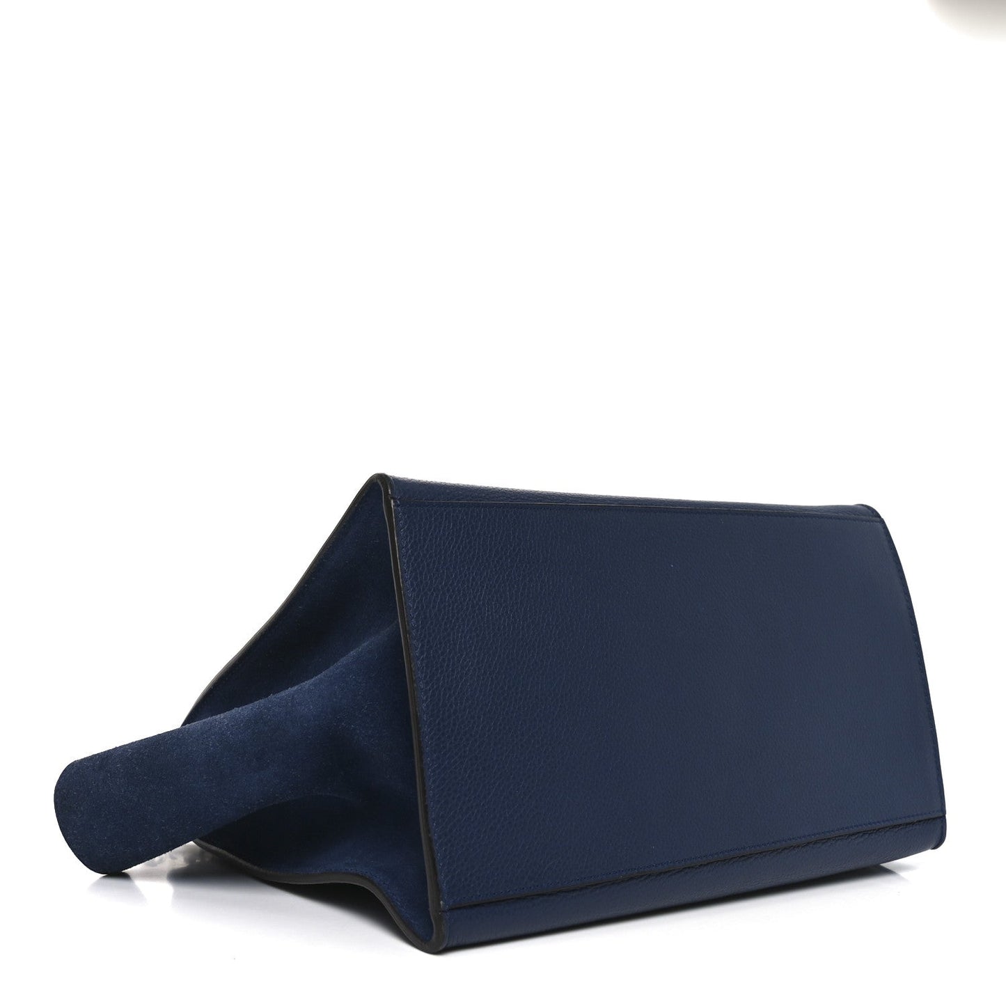 Celine Drummed Calfskin Suede Medium Trapeze Navy Blue