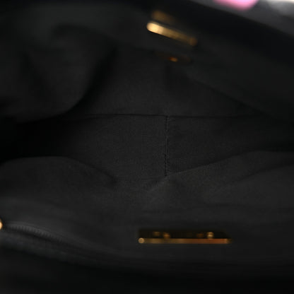 Chanel Lambskin Printed Fabric Medium Chanel 19 Flap Black Multicolor