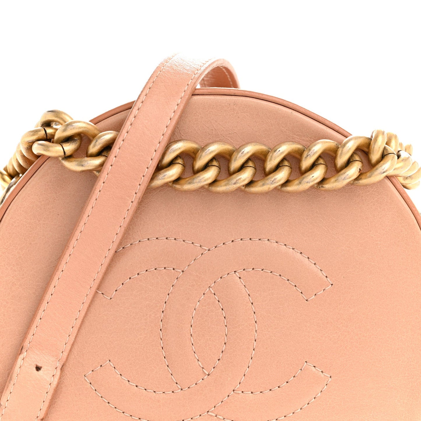 Chanel Glazed Calfskin Round As Earth Evening Bag Beige