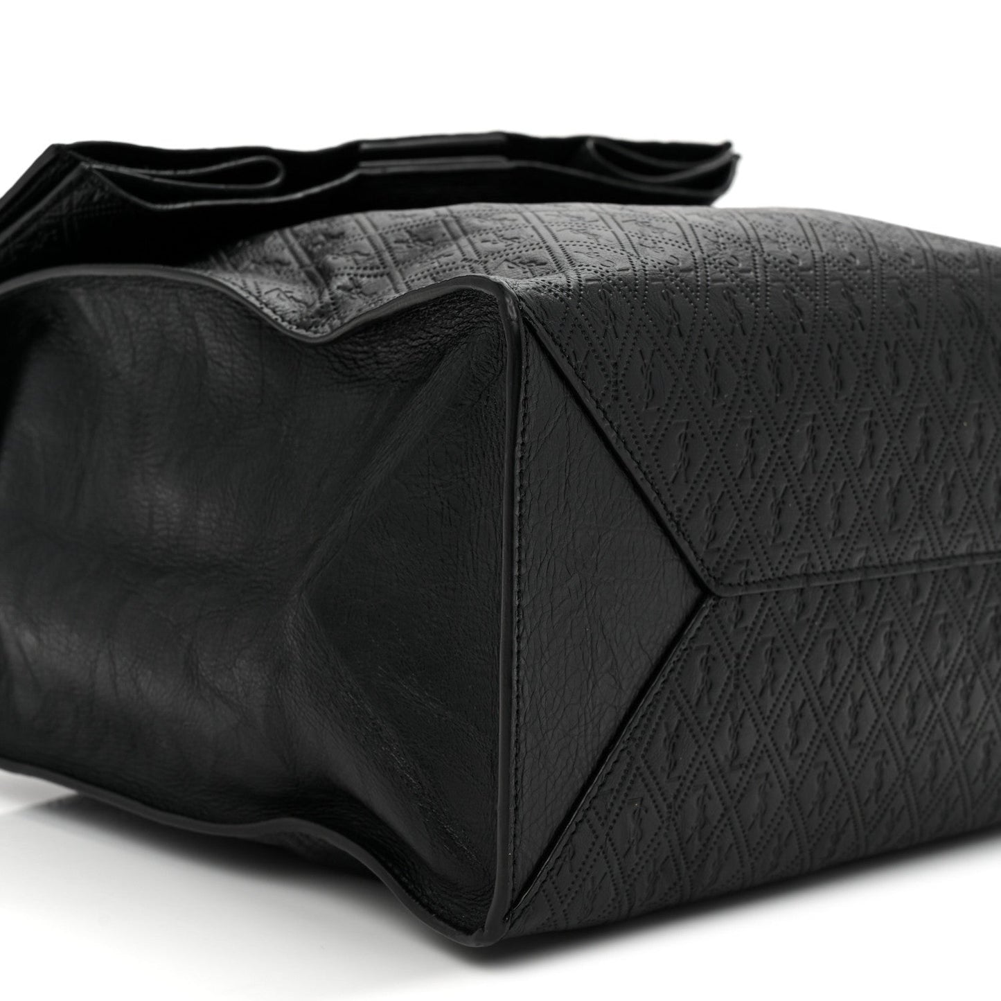Saint Laurent Calfskin Monogram Deli Paper Bag  Vintage Black