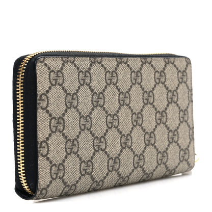 Gucci Dollar Calfskin GG Supreme Monogram GG Marmont Zip Around Wallet Black Beige Ebony