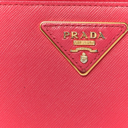Prada Saffiano Triangle Zip Around Wallet Peonia