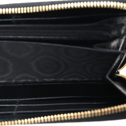 Gucci Dollar Calfskin GG Supreme Monogram GG Marmont Zip Around Wallet Black Beige Ebony