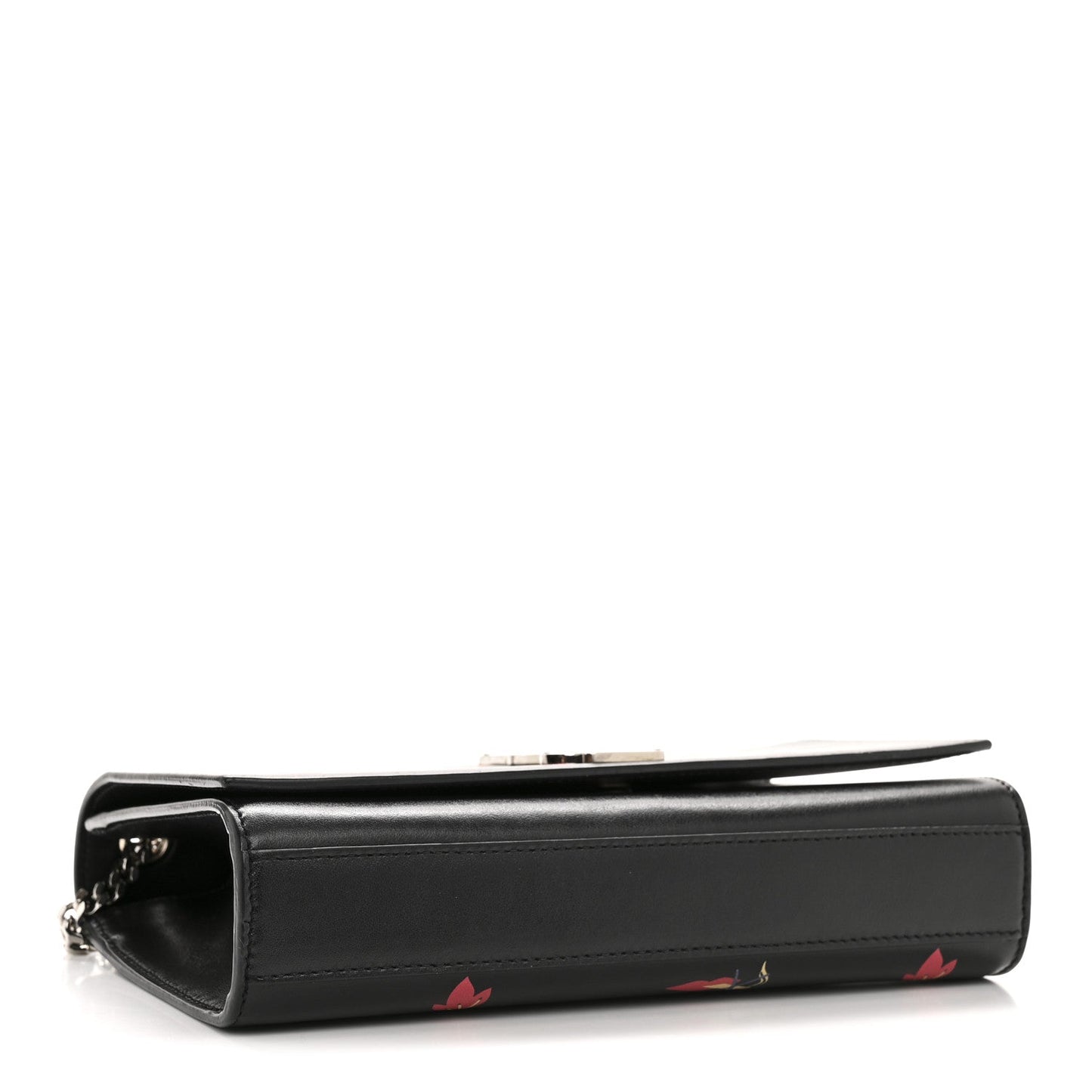 Saint Laurent Calfskin Medium Heart Bolts Monogram Kate Satchel Black