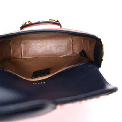 Gucci Casy Wool Azalea Calfskin Mini Horsebit 1955 Shoulder Bag Bitter Sweet Blue