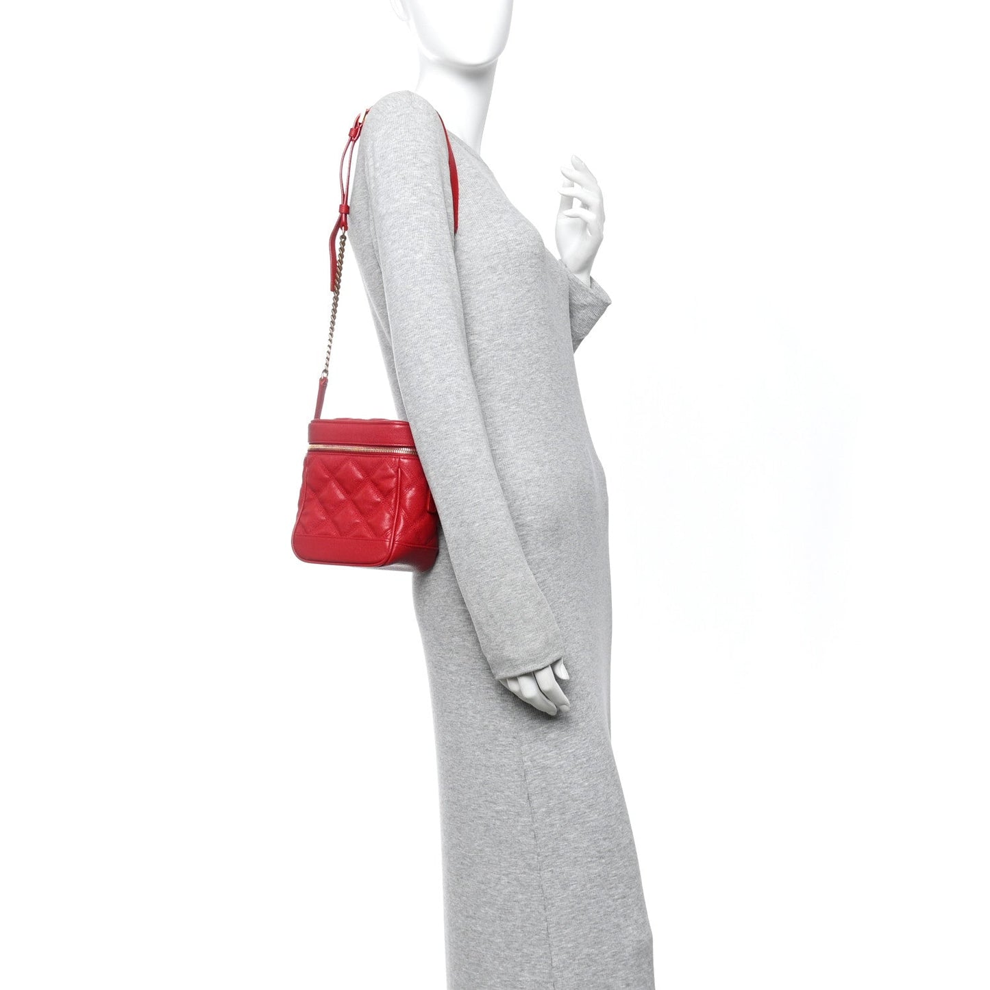 Saint Laurent Grain de Poudre Quilted 80's Vanity Bag Rouge Eros