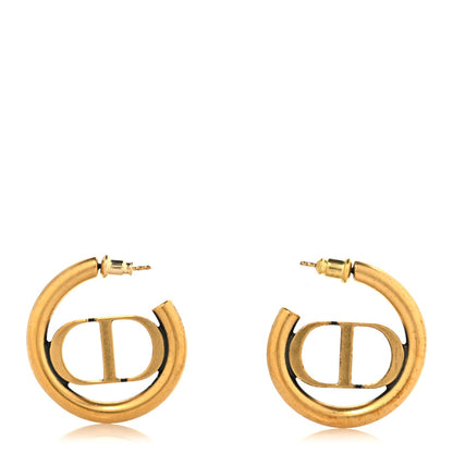 Christian Dior Metal 30 Montaigne Hoop Earrings Aged Gold