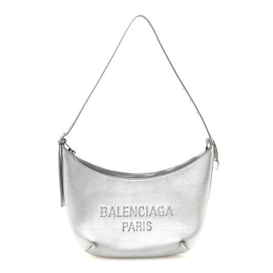 Balenciaga Metallic Calfskin Mary Kate Shoulder Bag Silver